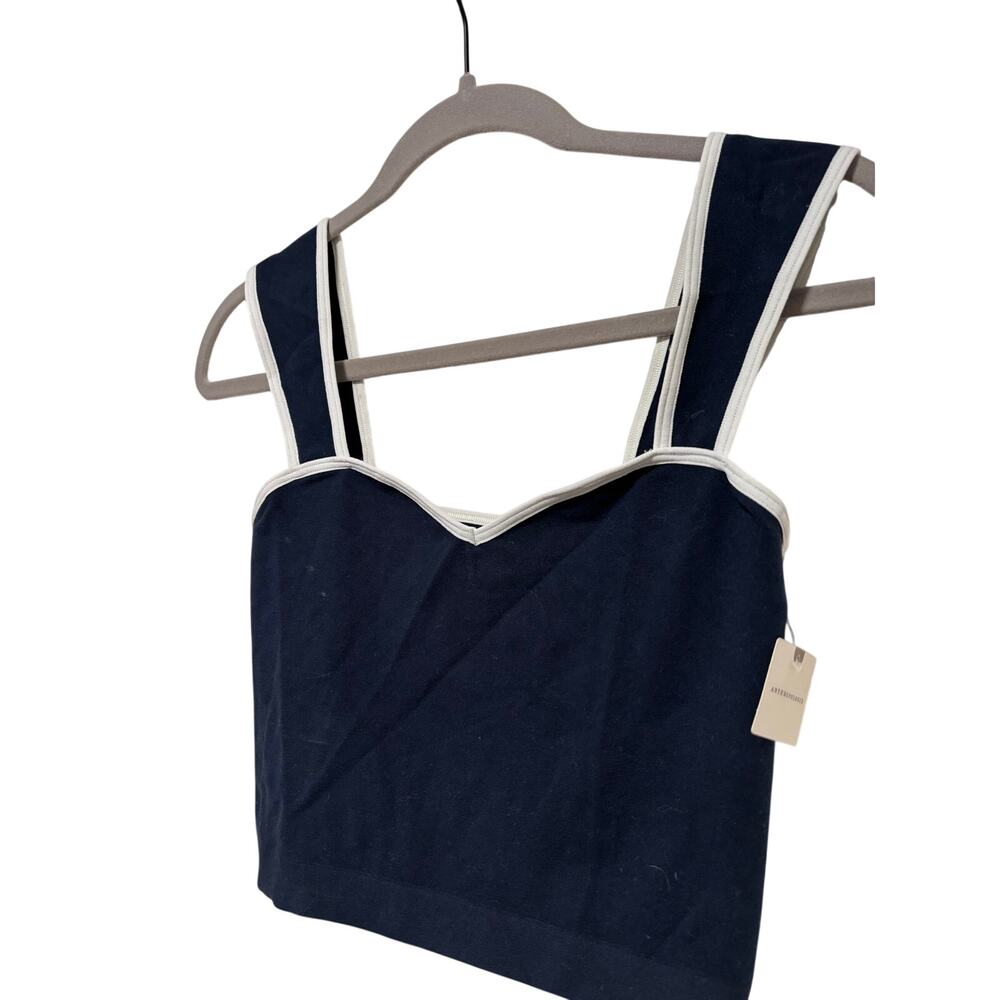 Anthropologie Navy Blue Crop Tank Top S/M - Picture 3 of 8